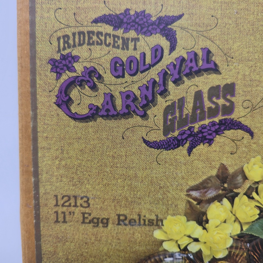 Indiana Glass Gold Carnival Hobnail Egg Plate Relish Tray 1213 Amber Rainbow - Picture 5 of 12
